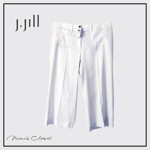 NEW WITH TAGS J.Jill LINEN Stretch Wide Leg Crops White $79 XLP Boho Coastal